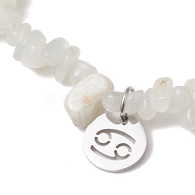 Natural White Moonstone Stretch Bracelets BJEW-JB11147-04-1