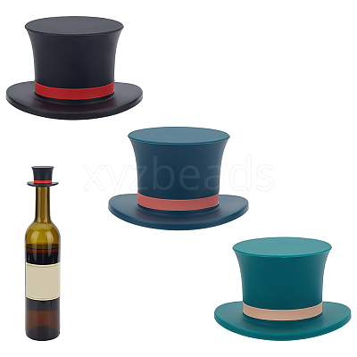 3Pcs 3 Colors Silicone Red Wine Bottle Stoppers SIL-WR0001-03-1