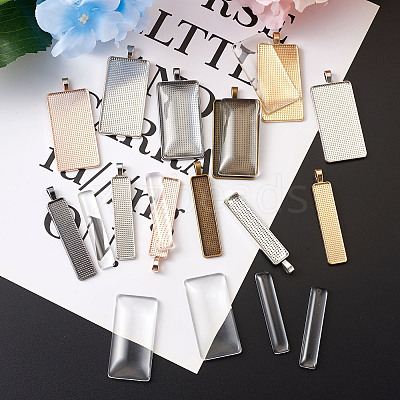 DIY Rectangular Pendant Making Kits DIY-TA0008-91-1