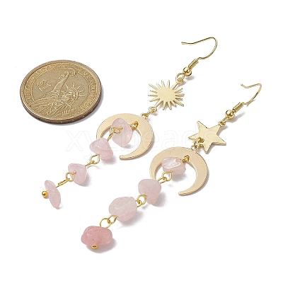 Moon & Sun & Star Brass Asymmetrical Earrings EJEW-JE05461-02-1