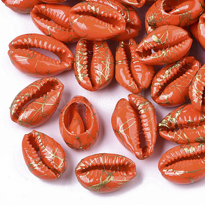 Spray Painted Natural Cowrie Shell Beads SSHEL-R047-03-A08-1
