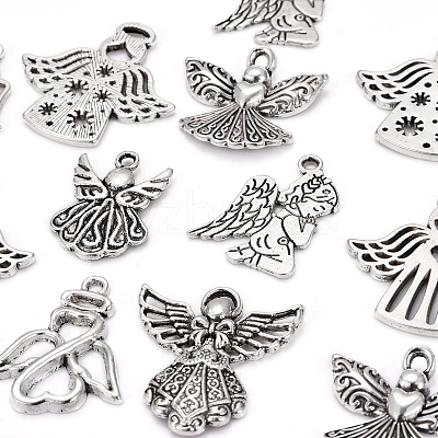 80Pcs 8 Styles Tibetan Style Alloy Pendants TIBEP-LS0001-07-1