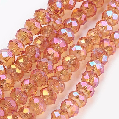 Electroplate Glass Beads Strands GLAA-K027-FR-A01-1
