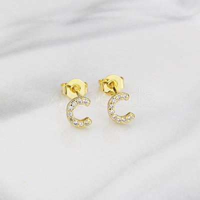 Brass Clear Cubic Zirconia Stud Earrings WGC2A80-03-1
