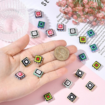 10Pcs 5 Colors Painted Glass Beads Enamel Beads LAMP-YW0001-95-1