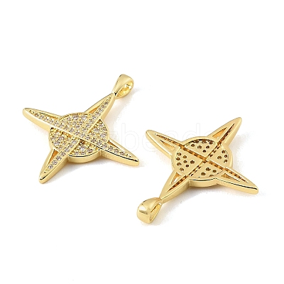 Brass Micro Pave Clear Cubic Zirconia Pendants CU-CBA9CBD-03G-1