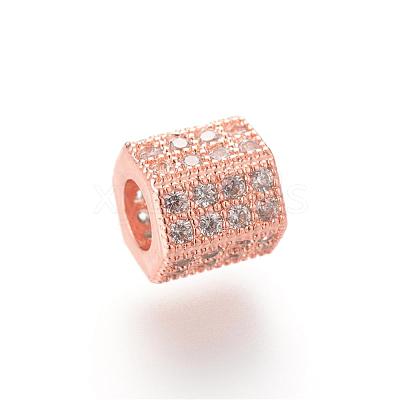 Brass Micro Pave Cubic Zirconia European Beads ZIRC-S053-YS012-1-1