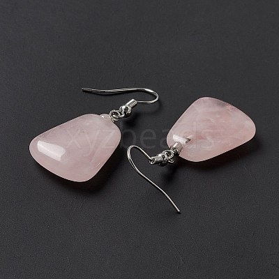 Natural Rose Quartz Trapezoid Dangle Earrings EJEW-D188-02P-01-1