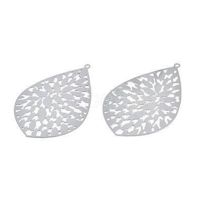 Non-Tarnish 201 Stainless Steel Filigree Big Pendants STAS-S118-050-1