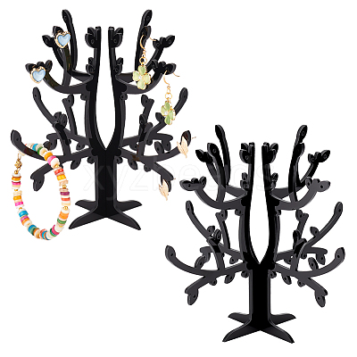 Opaque Acrylic Earring Display Tree Stands ODIS-WH0025-117-1
