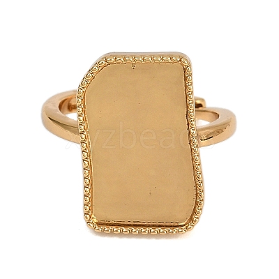 Rectangle Brass Adjustable Ring Components KK-Z122-20G-1