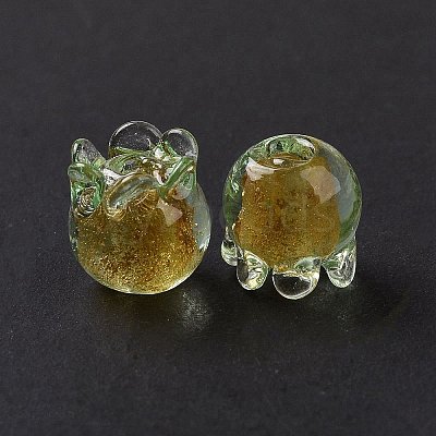 Handmade Gold Foil Lampwork Glass Beads X1-LAMP-G158-02B-1