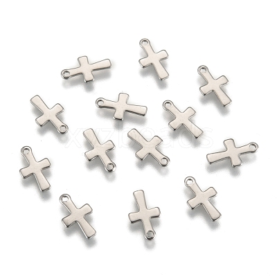 Tarnish Resistant Stainless Steel Tiny Cross Charms STAS-Q168-07-1