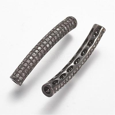 Brass Micro Pave Cubic Zirconia Tube Beads ZIRC-N025-60B-1