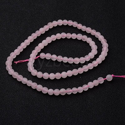 Frosted Round Natural Rose Quartz Bead Strands G-J346-06-4mm-1