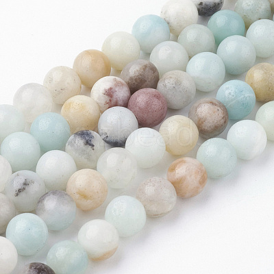 Natural Flower Amazonite Bead Strands G-G735-61-6mm-1