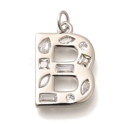 Brass Micro Pave Clear Cubic Zirconia Pendants KK-G521-01P-B-1