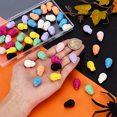 54Pcs 9 Colors Rubberized Style Opaque Acrylic Beads SACR-PH0002-38-1
