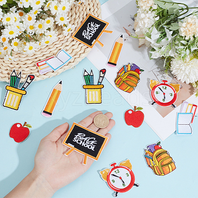 14Pcs 7 Styles Back to School Polyester Clothing Patches PATC-CY0001-54A-1