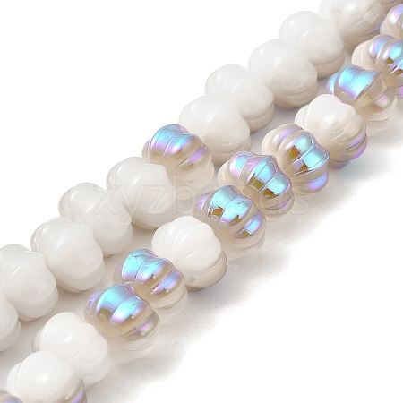 Half Rainbow Plated Electroplate Glass Beads GLAA-G106-02A-HR02-1