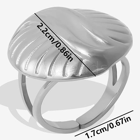 Oval 304 Stainless Steel Fashion Cuff Open Ring for Women OQ8393-1-1