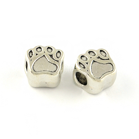 Dog Paw Prints Tibetan Style Alloy European Bead Enamel Settings TIBEP-S293-067AS-LF-1