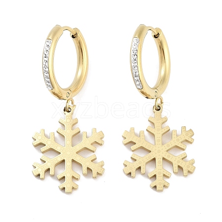 Christmas Snowflake 304 Stainless Steel Dangle Earrings EJEW-L283-090G-1