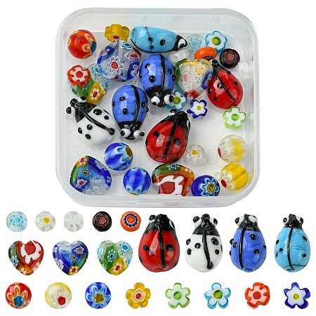 30Pcs 6 Styles Handmade Lampwork Beads LAMP-FS0001-12-1