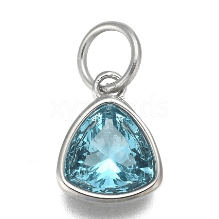 304 Stainless Steel Cubic Zirconia Pendant ZIRC-P080-B03-1