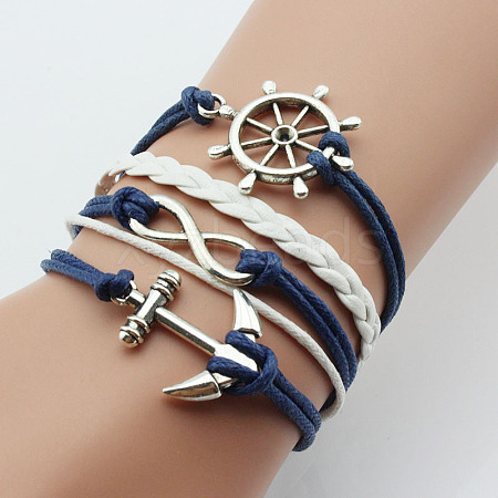 Imitation Leather Link Multi-strand Bracelets for Women Men WG5E2D4-07-1