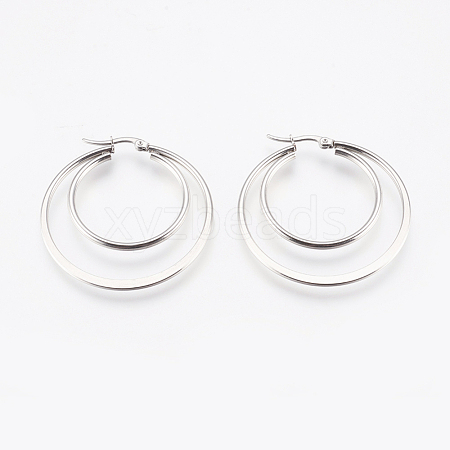 Tarnish Resistant 201 Stainless Steel Hoop Earrings EJEW-I213-B-02P-1