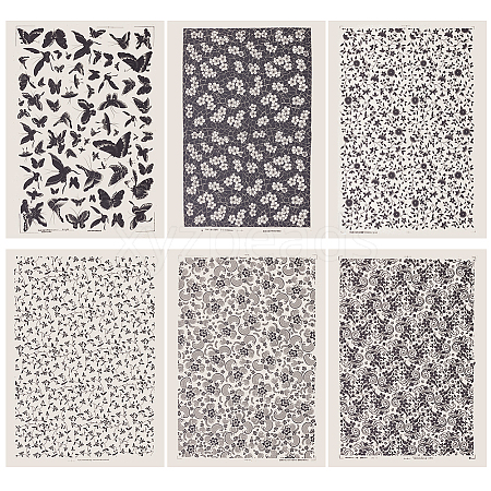 6Pcs 6 Styles Paper Ceramic Decals DIY-BC0015-05-1