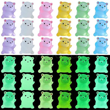 36Pcs 6 Colors Bear Luminous Resin Display Decorations DJEW-SZ0001-10-1