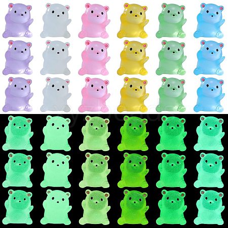 30pcs 5 colors Bear Luminous Resin Display Decorations DJEW-SZ0001-10-1