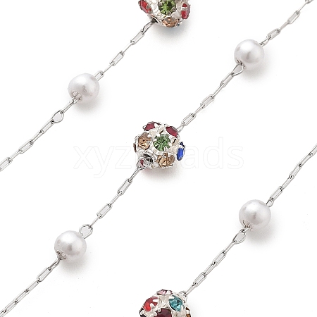 Handmade ABS Imitation Pearl & Rhinestone Chains CHS-L028-04P-1