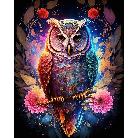 DIY Owl Diamond Painting Kit DIAM-PW0013-02K-1