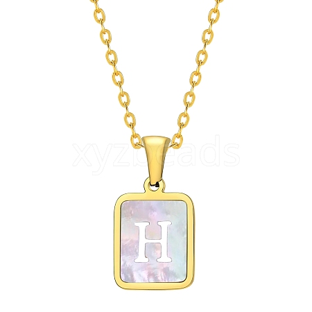 Shell Rectangle Pendant Initial Necklaces PW-WGEBFCF-08-1