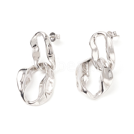 Rack Plating Brass Twisted Oval Dangle Stud Earrings for Women EJEW-C029-05P-1