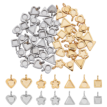 Unicraftale 56Pcs 7 Style 304 Stainless Steel Pendant Cabochon Settings STAS-UN0027-48-1