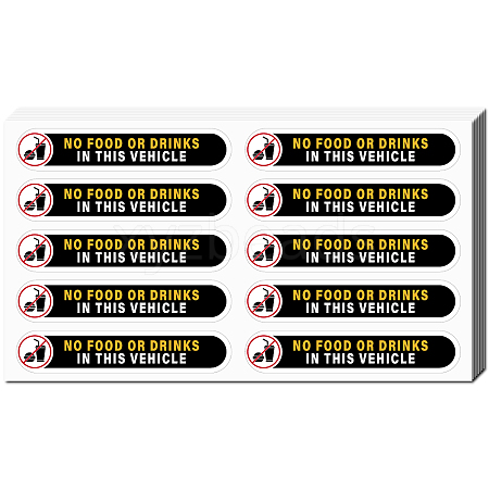 Mini PVC Coated Self Adhesive NO FOOD OR DRINK IN THIS VEHICLE Warning Stickers STIC-WH0017-005-1