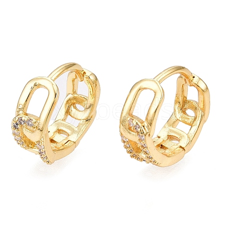 Brass Micro Pave Clear Cubic Zirconia Hoop Earrings EJEW-C121-16G-1