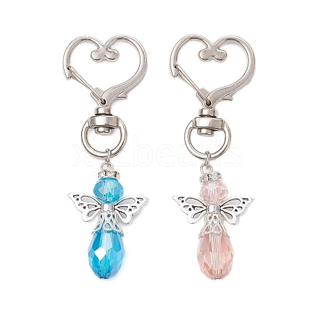 2Pcs 2 Colors Angel Glass Pendant Decorations HJEW-JM02569-1