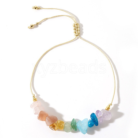 Chakra Theme Natural Rose Quartz & Strawberry Quartz & Citrine & Green Aventurine & Aquamarine & Apatite & Amethyst Braided Bracelets for Women LJ2609-1