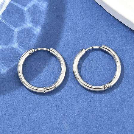 Tarnish Resistant 304 Stainless Steel Huggie Hoop Earrings EJEW-F111B-21mm-P-1