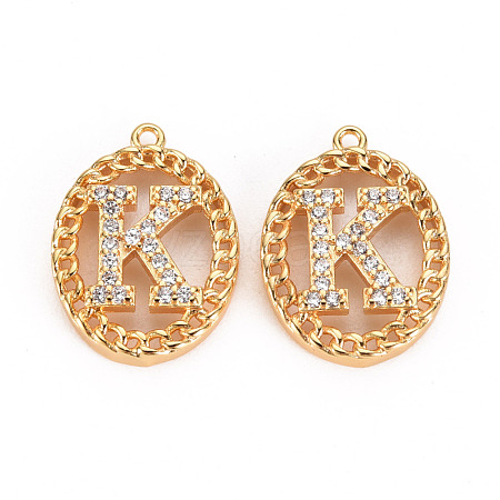 Brass Micro Pave Clear Cubic Zirconia Pendants KK-S360-143K-NF-1