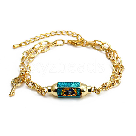 Brass Enamel Charm Bracelets PW-WGF781D-05-1