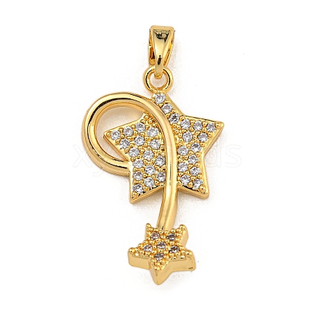 Rack Plating Brass Micro Pave Cubic Zirconia Pendants KK-U035-06G-1