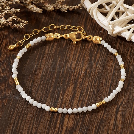 Retro Ethnic Style Round Natural White Aventurine Beaded Bracelets for Women OR1115-2-1