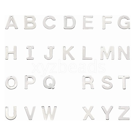 Tarnish Resistant 304 Stainless Steel Alphabet Charms STAS-O073-01-1