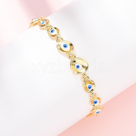Brass Link Chain Bracelets for Women BJEW-D387-03G-02-1